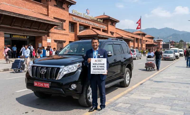 Private car for Thamel to Tribhuvan International Airport transfer