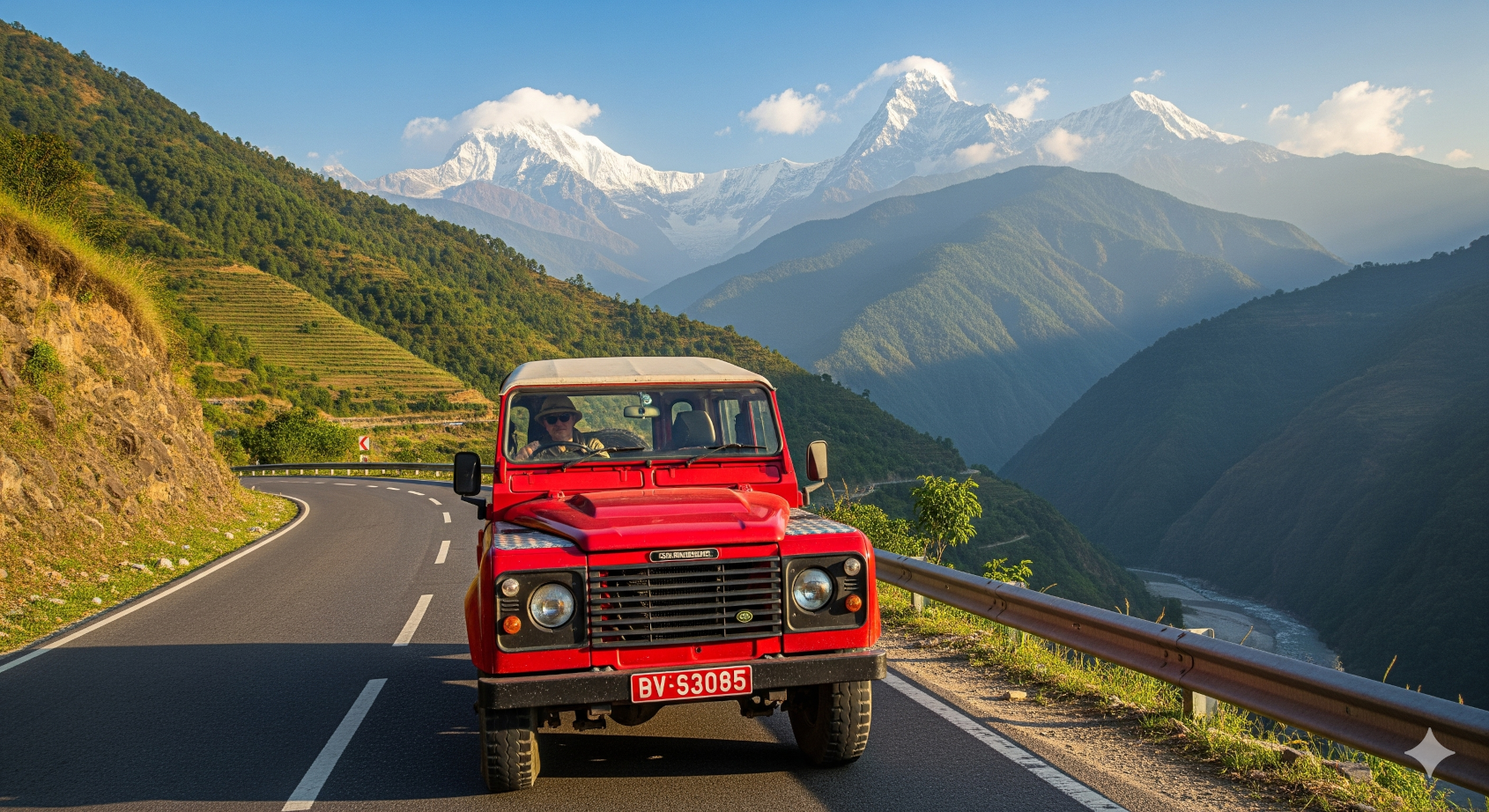 Scenic road between Kathmandu and Pokhara